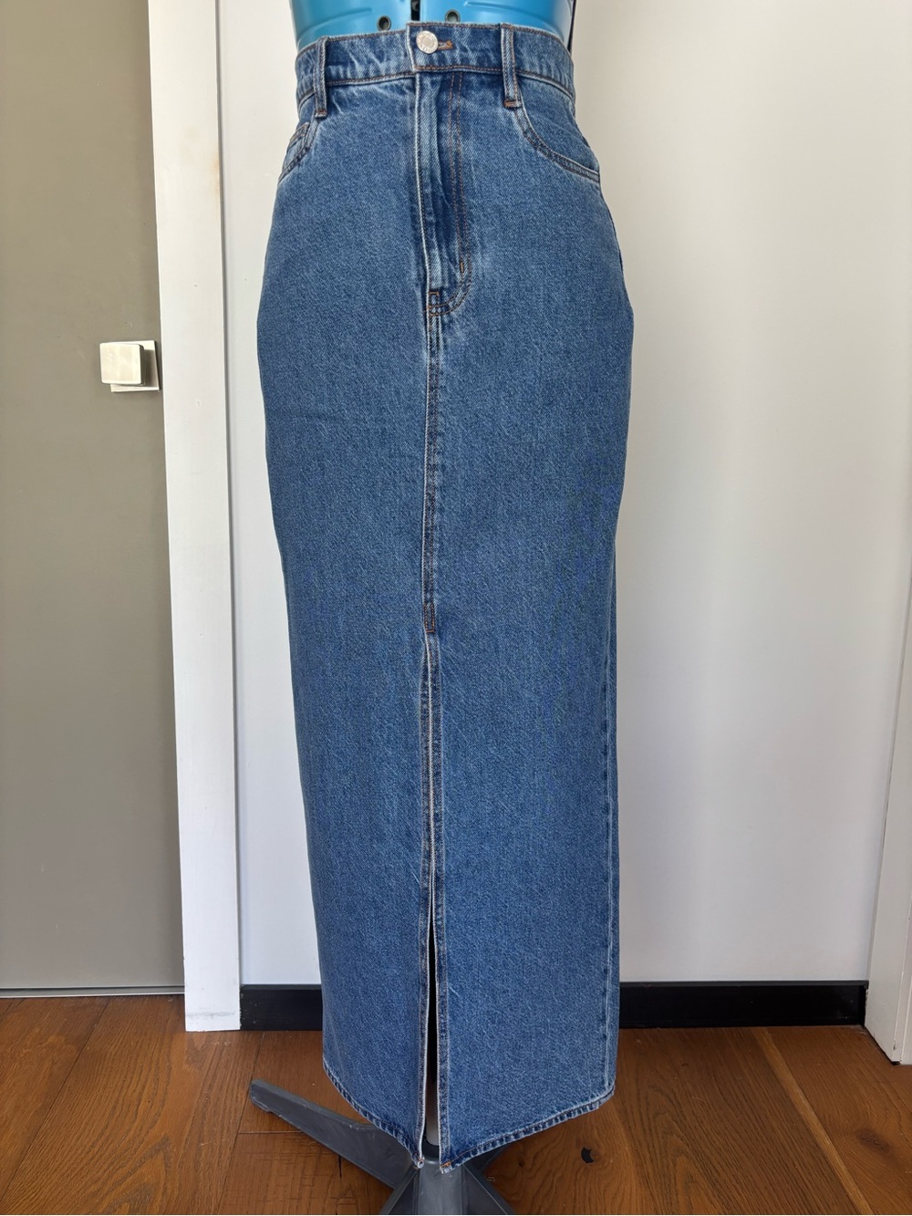 10 Crosby Derek Lam Blue Straight-Leg Denim Maxi Skirt